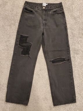 Princess Polly xx- Black Distressed wide leg, high rise mom style